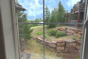 View of yard featuring a mountain view