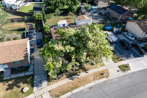Aerial perspective of suburban area