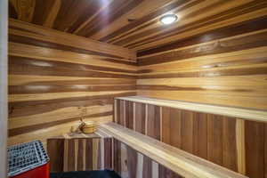 Sauna with wood walls