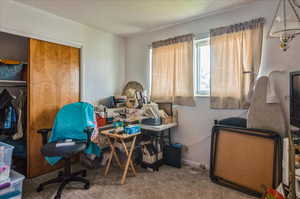 View of carpeted home office
