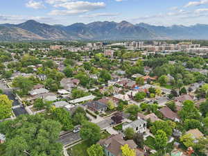 Aerial view of a mountainous background