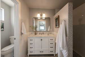 Main ensuite bathroom, beautifully tiled large shower.