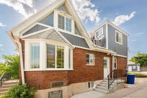 View of side facade brick siding