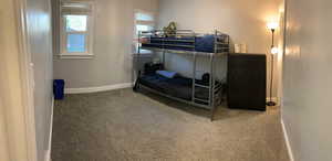 Bedroom with carpet flooring