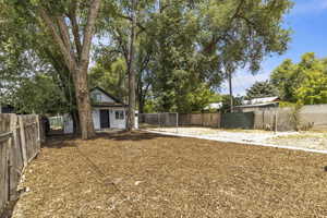 View of fenced backyard
