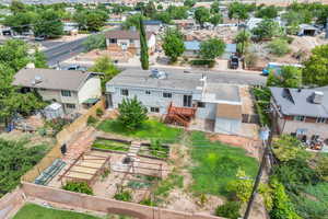Aerial perspective of suburban area