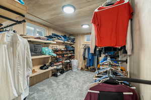 Spacious closet with carpet