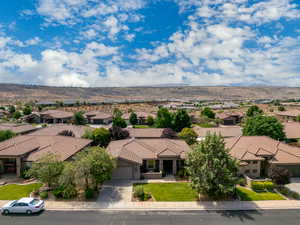 Aerial perspective of suburban area featuring mountains