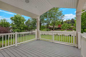 Wooden deck with a lawn