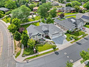 Aerial perspective of suburban area