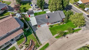 Aerial perspective of suburban area