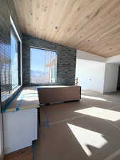 Interior space featuring wooden ceiling