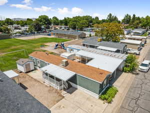 Aerial perspective of suburban area