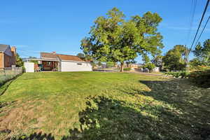 View of fenced backyard