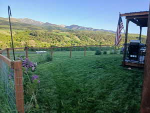 View of yard with a mountain view