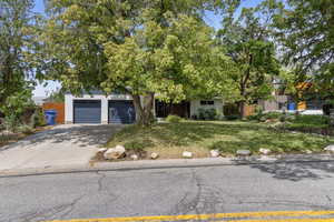 Obstructed view of property featuring concrete driveway and an attached garage