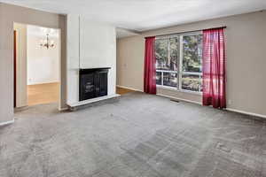 Living room featuring a fireplace