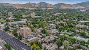 View of urban area with a mountain backdrop