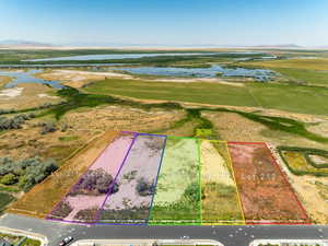 Drone / aerial view of a water and mountain view