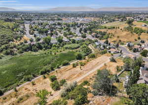 Drone / aerial view of a mountain backdrop