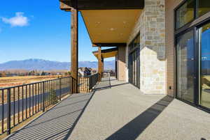 Balcony with a mountain view