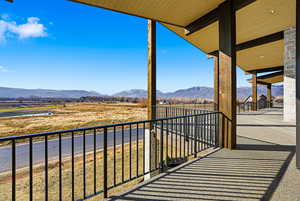 Balcony with a mountain view