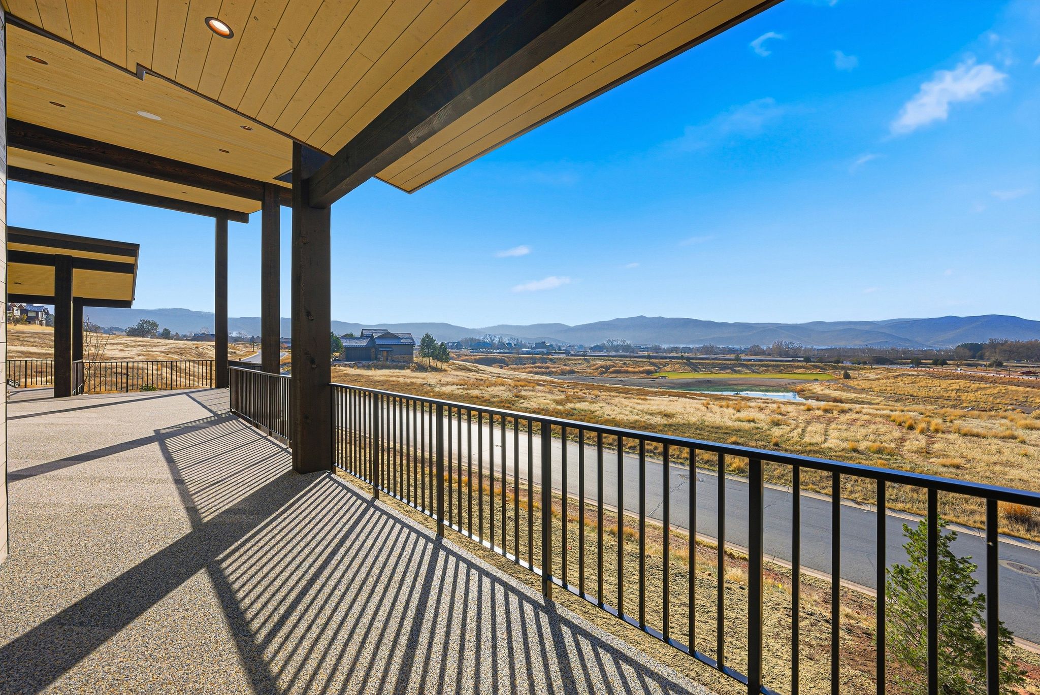 Balcony with a mountain view