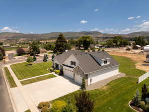 View from above of property with mountains