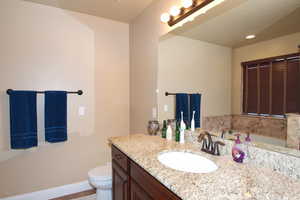 Bathroom featuring vanity and toilet