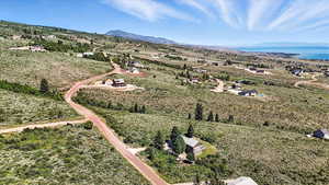 Bird's eye view of a mountain backdrop