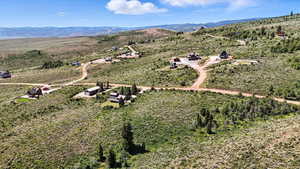 Drone / aerial view of a mountainous background