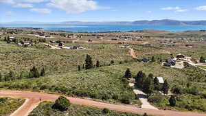 Aerial view of a water and mountain view