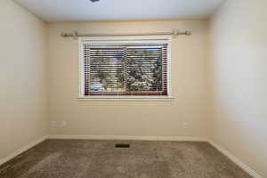 Carpeted empty room with baseboards