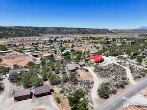 Drone / aerial view of a mountainous background