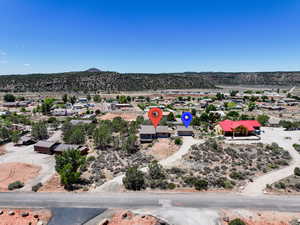 Aerial view of a mountainous background