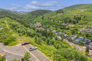 Bird's eye view of a mountain backdrop
