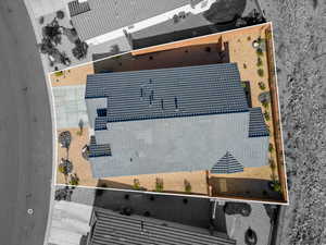 View from above of property with property boundaries highlighted