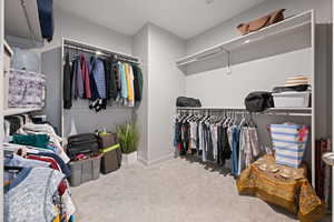 Spacious closet with carpet