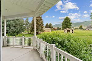 Porch with a mountain view
