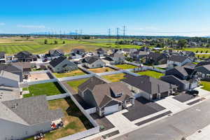 Aerial perspective of suburban area