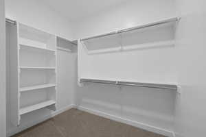 View of primary walk in closet