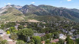 View of mountain background with nearby suburban area