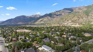 View of mountain background with nearby suburban area