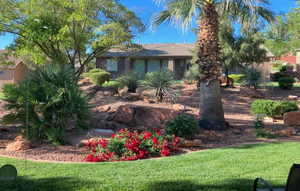 View of front of house with a front lawn