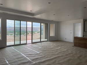 Empty room with a mountain view