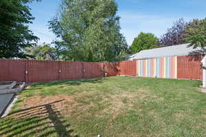 View of fenced backyard