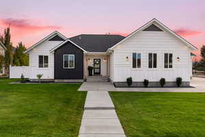 Modern farmhouse with board and batten siding