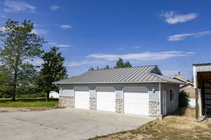 View of detached garage