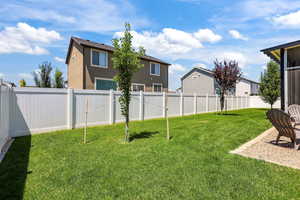 View of fenced backyard