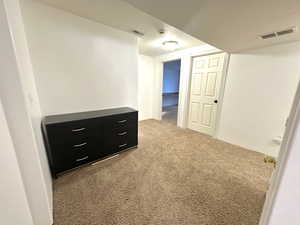 Basement featuring carpet floors